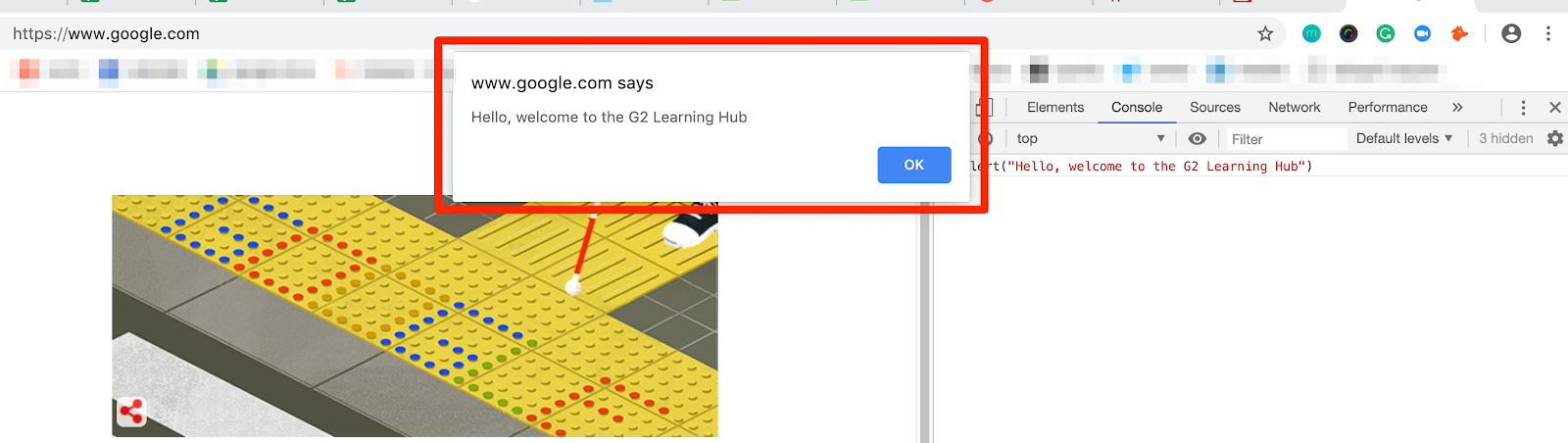 JavaScript Console Alert